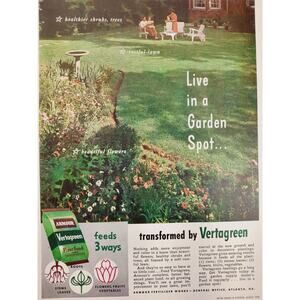 1950 Vertagreen Lawn "Live in a Garden‎ Spot" Vtg Print Ad